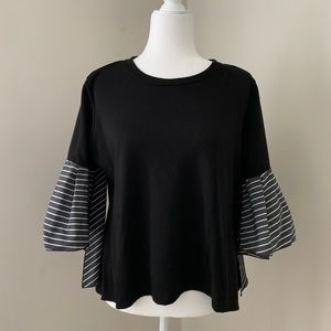 Black cotton top with butterfly sleeves 🦋